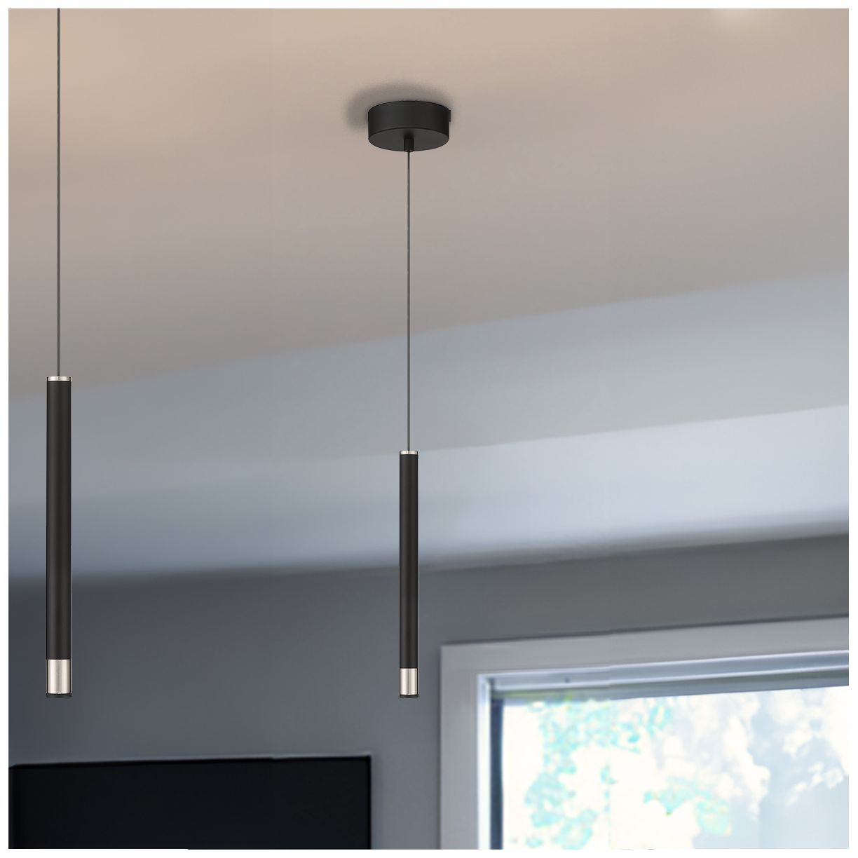 Image 3 George Kovacs Wand LED Coal with Brushed Nickel Mini-Pendant more views