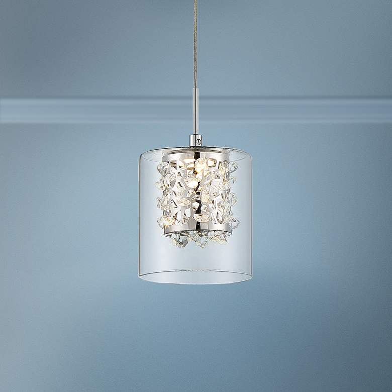 Image 1 George Kovacs Wild Gems 4 3/4" Wide Chrome LED Mini Pendant