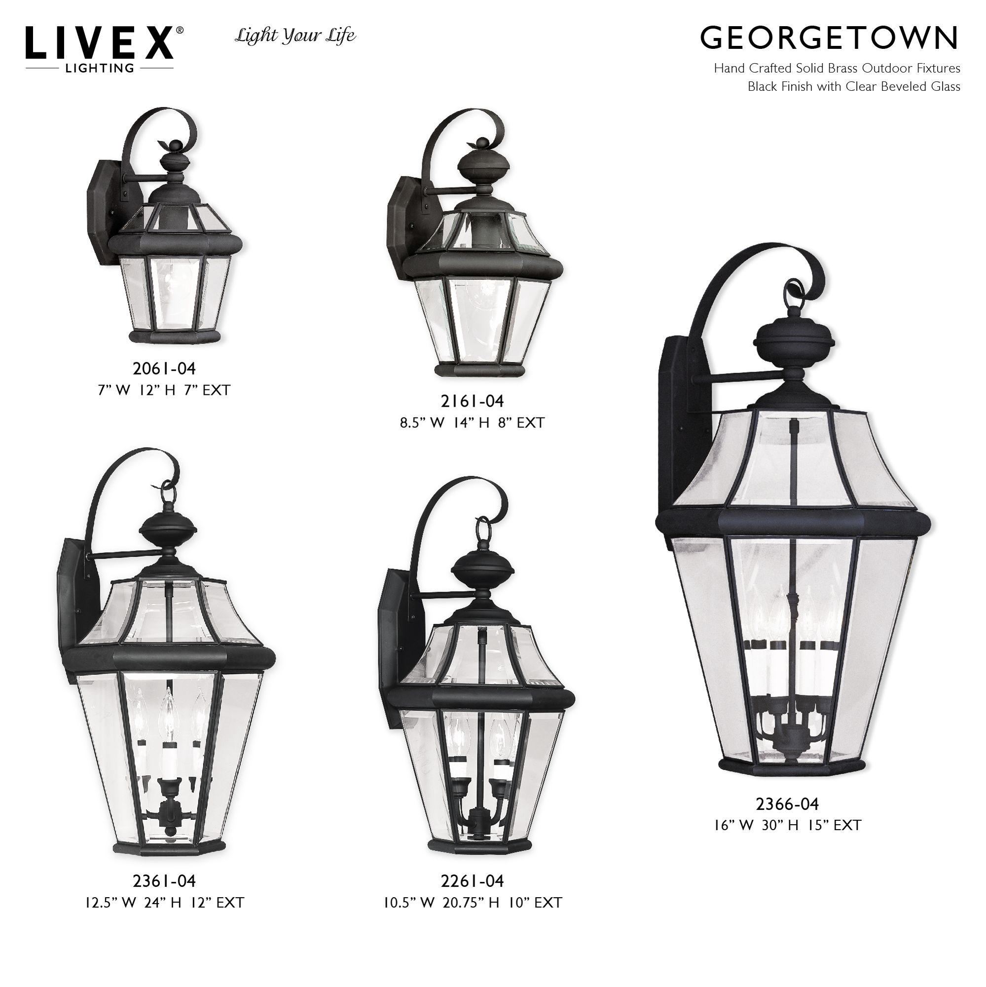 Georgetown 1 Light Black Outdoor Wall Lantern