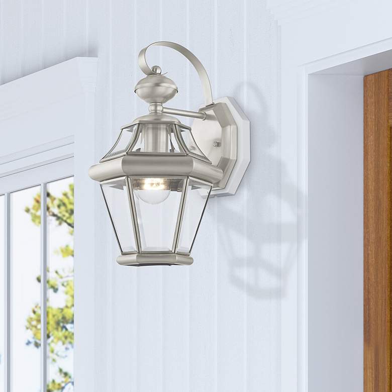 Image 1 Georgetown 1 Light Brushed Nickel Outdoor Wall Lantern