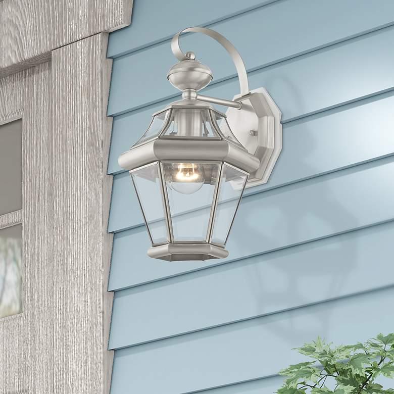 Image 3 Georgetown 1 Light Brushed Nickel Outdoor Wall Lantern more views