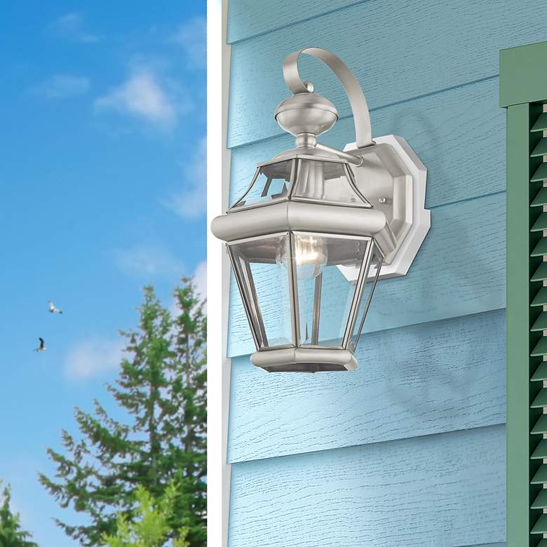 Image 5 Georgetown 1 Light Brushed Nickel Outdoor Wall Lantern more views