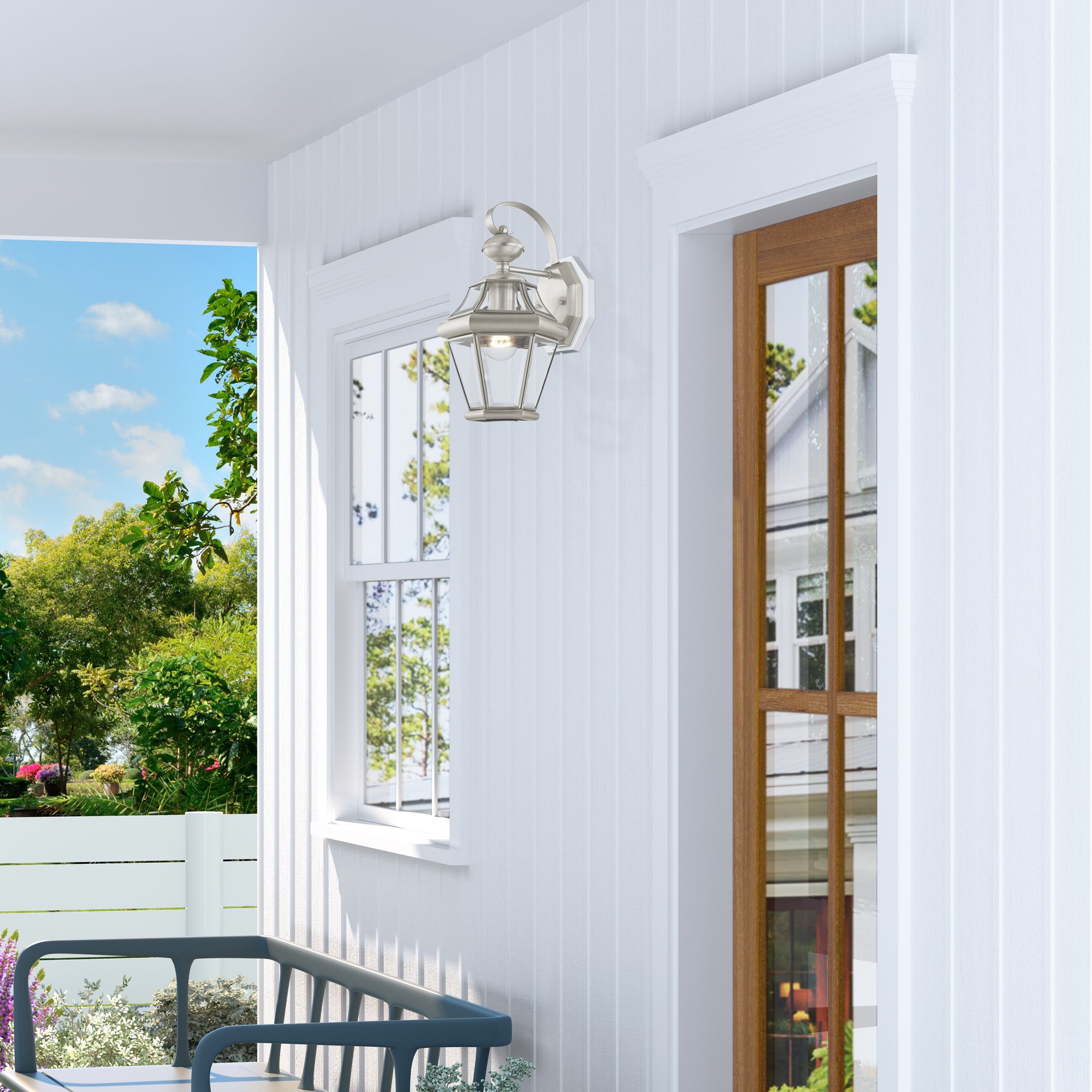 Georgetown 1 Light Brushed Nickel Outdoor Wall Lantern