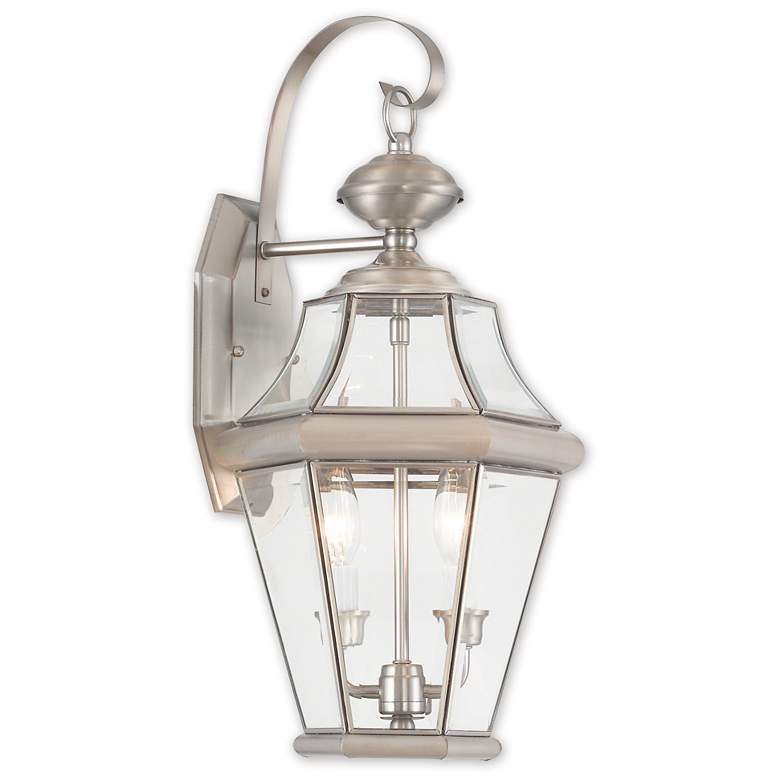 Image 1 Georgetown 20 3/4" High Nickel 2-Light Outdoor Wall Light
