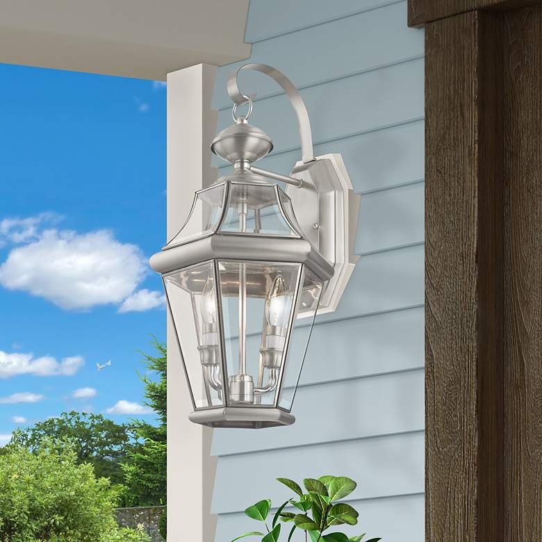 Image 1 Georgetown 20 3/4" High Nickel 2-Light Outdoor Wall Light
