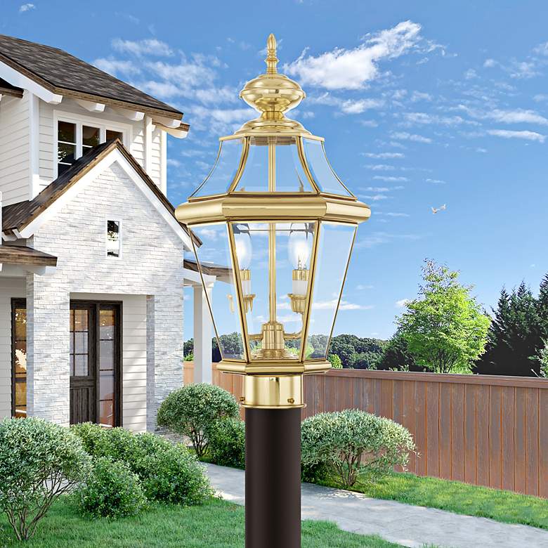 Image 1 Georgetown 21" High Polished Brass Outdoor Post Light