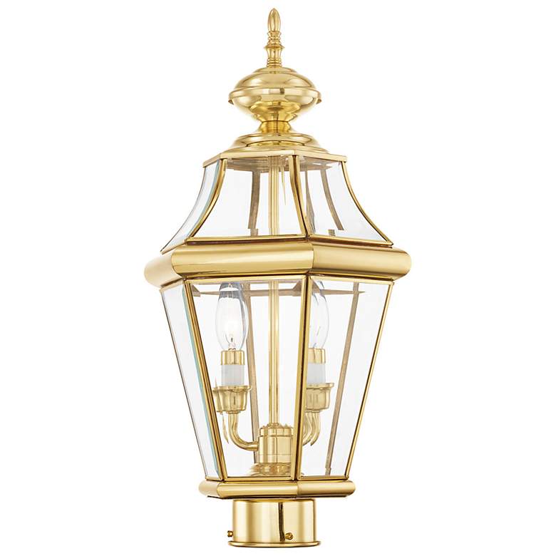 Image 5 Georgetown 21" High Polished Brass Outdoor Post Light more views