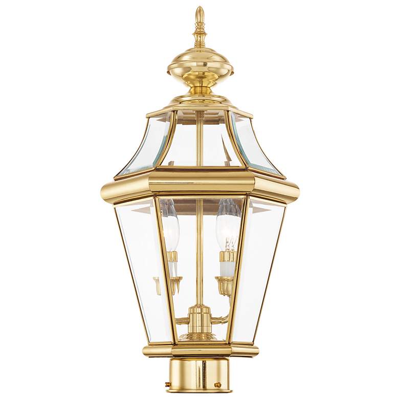 Image 6 Georgetown 21" High Polished Brass Outdoor Post Light more views
