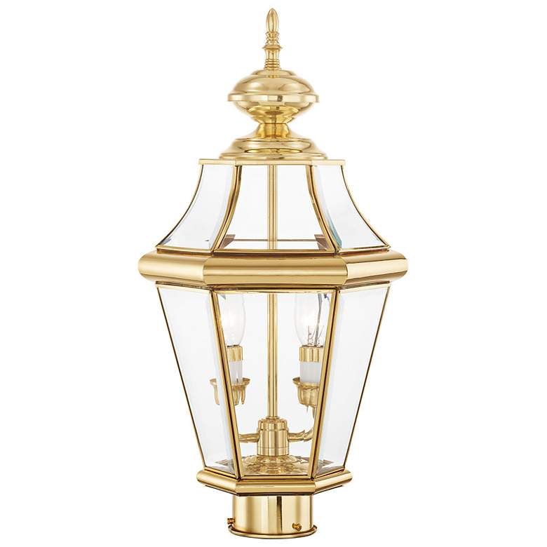 Image 7 Georgetown 21" High Polished Brass Outdoor Post Light more views