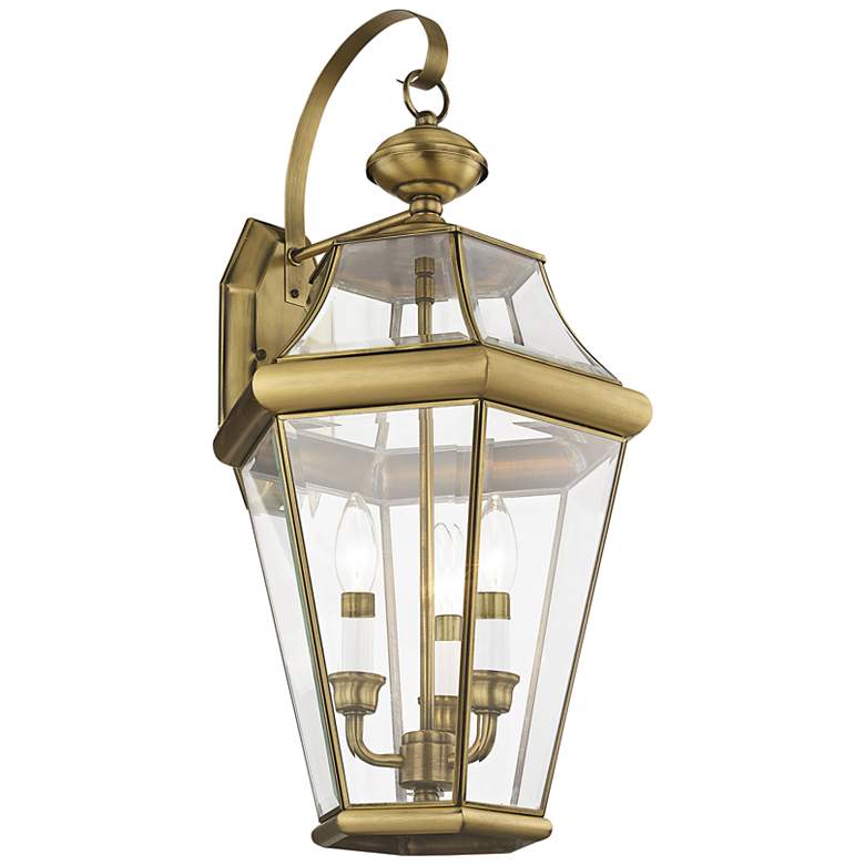 Image 2 Georgetown 24" High Antique Brass 3-Light Outdoor Wall Light