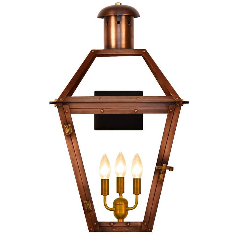 Image 1 Georgetown 28" High Antique Copper 3-Light Outdoor Wall Light