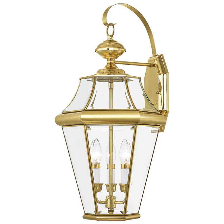 Image 1 Georgetown 3 Light Polished Brass Outdoor Wall Lantern