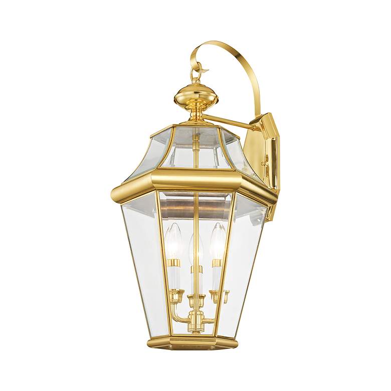 Image 6 Georgetown 3 Light Polished Brass Outdoor Wall Lantern more views