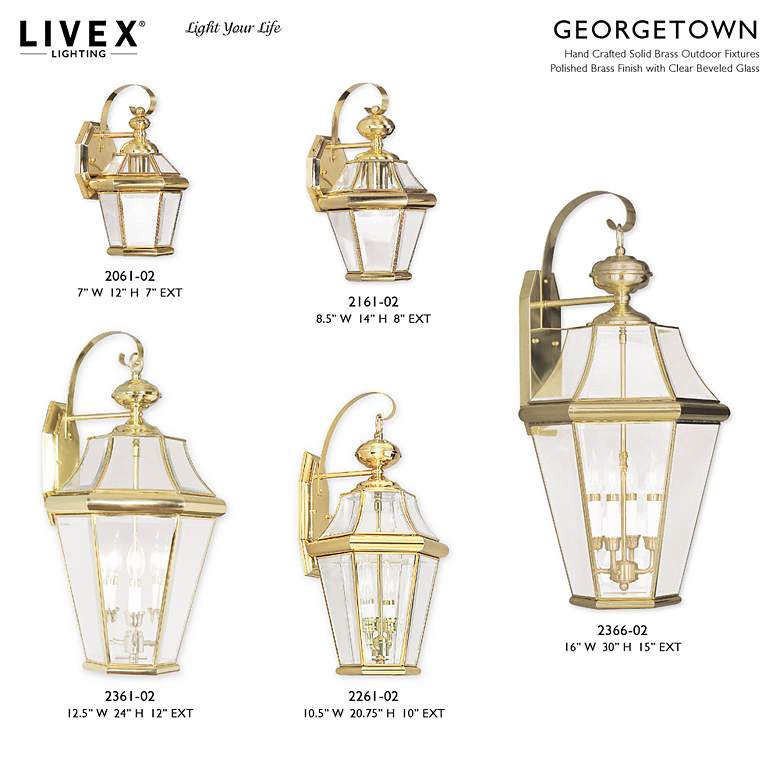 Image 7 Georgetown 3 Light Polished Brass Outdoor Wall Lantern more views