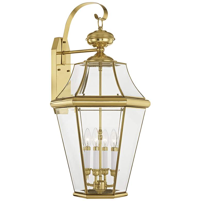 Image 3 Georgetown 30"H Polished Brass Outdoor Lantern Wall Light