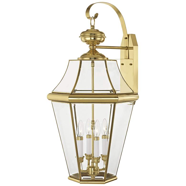 Image 5 Georgetown 30"H Polished Brass Outdoor Lantern Wall Light more views