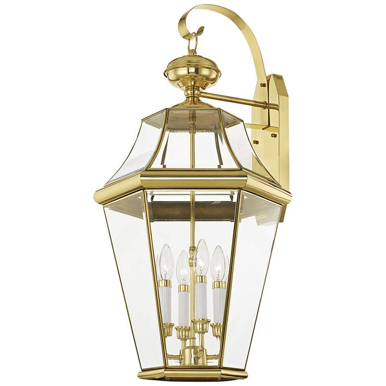 Image 6 Georgetown 30"H Polished Brass Outdoor Lantern Wall Light more views
