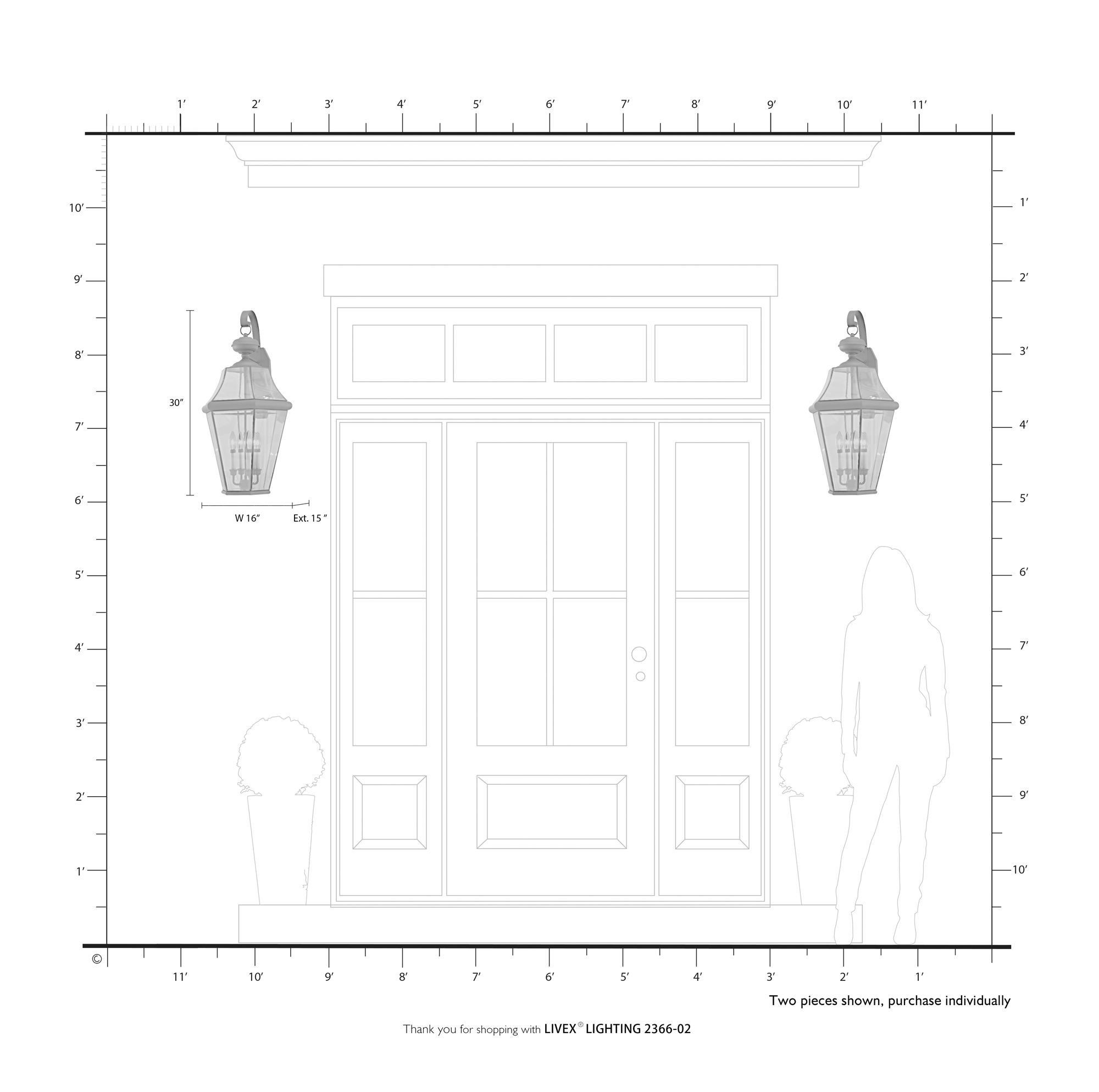 Georgetown 30"H Polished Brass Outdoor Lantern Wall Light in scene