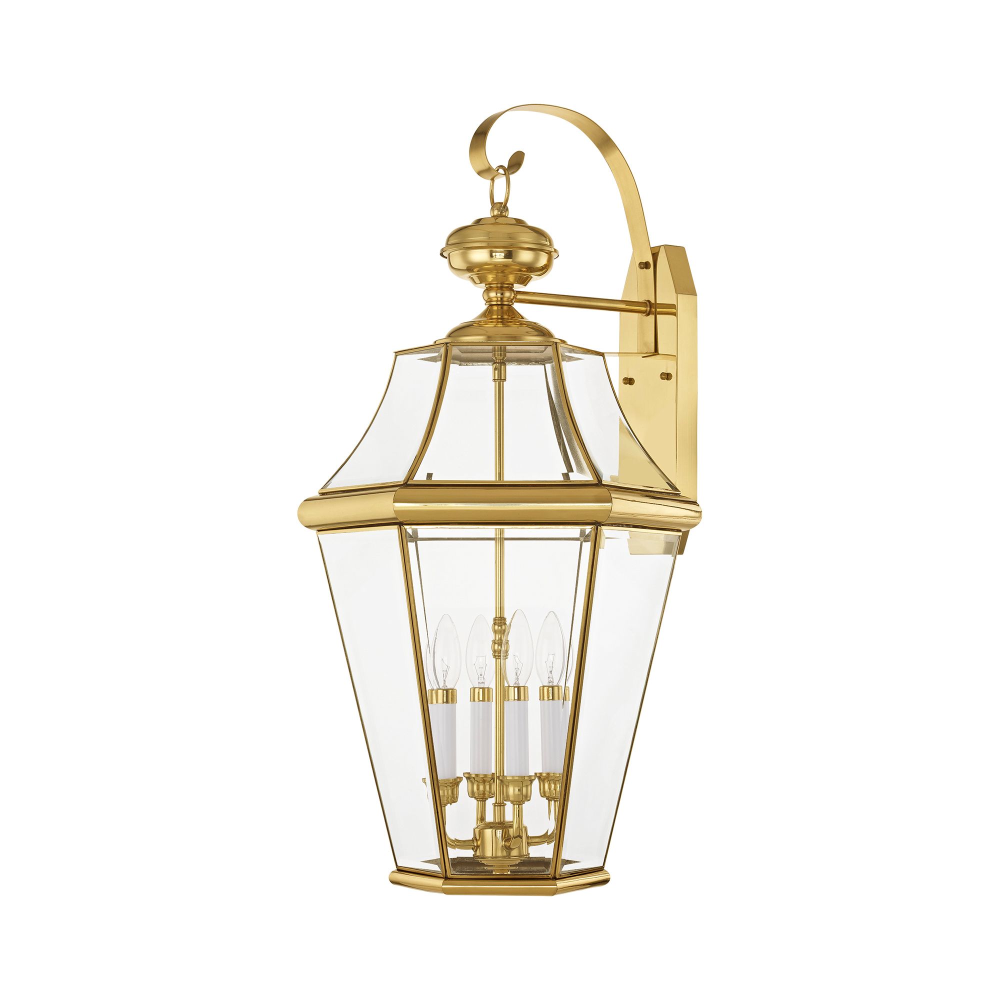 Georgetown 30"H Polished Brass Outdoor Lantern Wall Light in scene