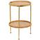 Georgette 17 1/4"W Brown Wood Gold Metal Round Accent Table