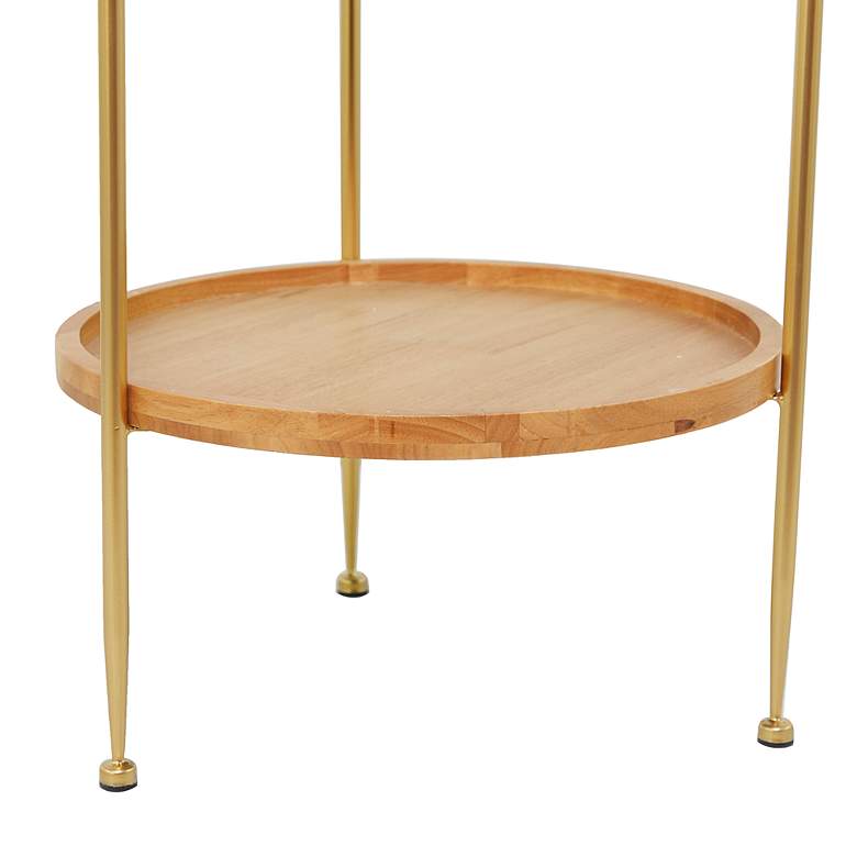 Image 4 Georgette 17 1/4 inchW Brown Wood Gold Metal Round Accent Table more views