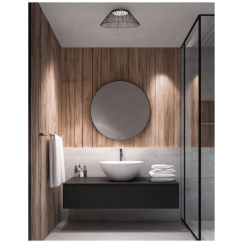 Image 2 Georgette 24" Wide Black Finish Flush Mount White Shade more views