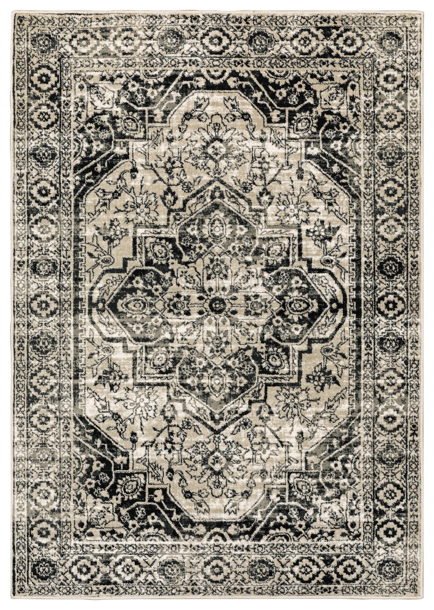 Thumbnail1 of Georgia 1'10"x7'6" Runner Gray and Black Oriental Area Ru