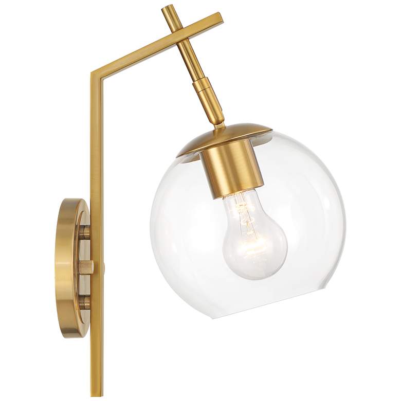 Image 7 Georgia 14" High Antique Brass and Glass Wall Sconce Set of 2 more views