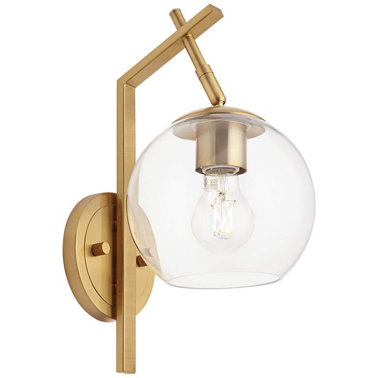 Image 2 Georgia 14" High Antique Brass and Glass Wall Sconce