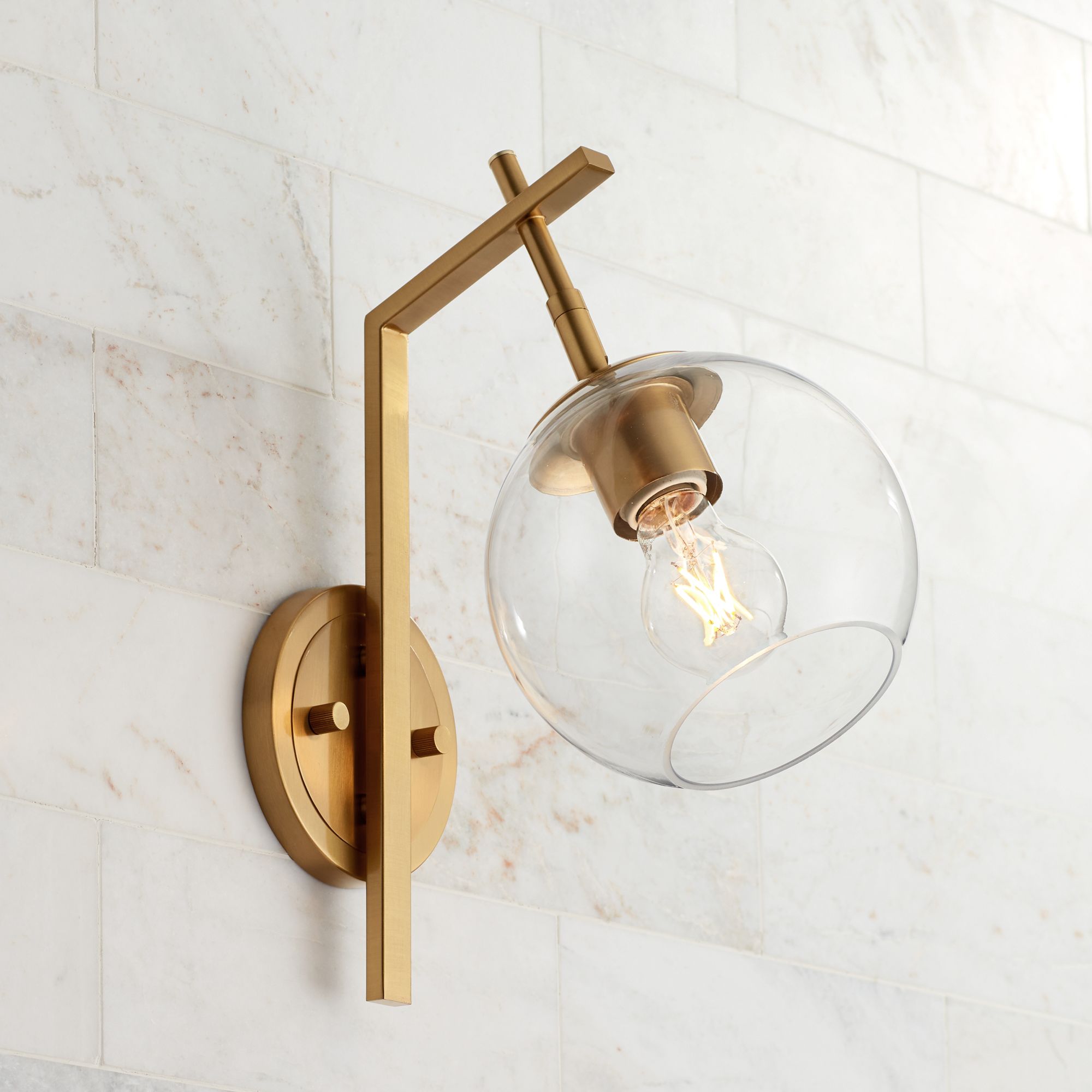 Georgia 14" High Antique Brass and Glass Wall Sconce