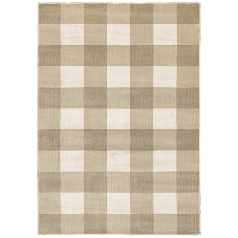 Image 1 Georgia 5'3"x7'3" Beige and Ivory Plaid Area Rug
