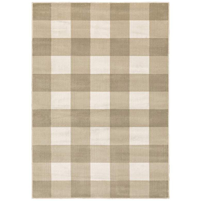 Image 1 Georgia 5&#39;3 inchx7&#39;3 inch Beige and Ivory Plaid Area Rug