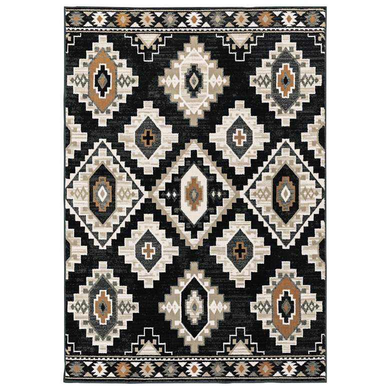 Image 1 Georgia 5&#39;3 inchx7&#39;3 inch Charcoal Ivory Southwest Lodge Area Rug