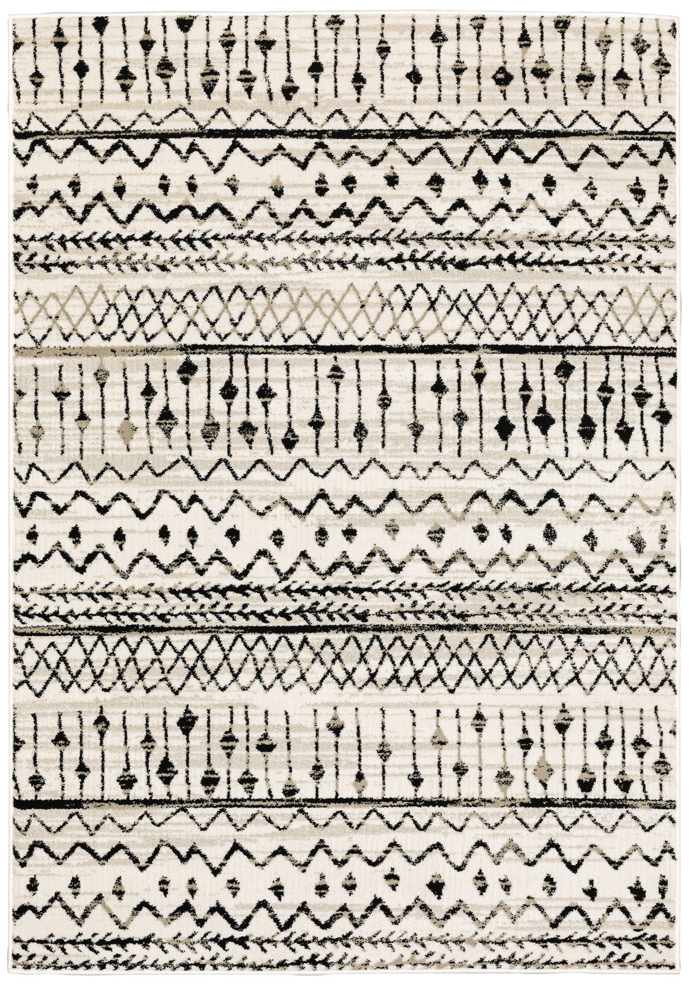 Georgia 6'7"x9'2" Ivory and Black Geometric Area Rug