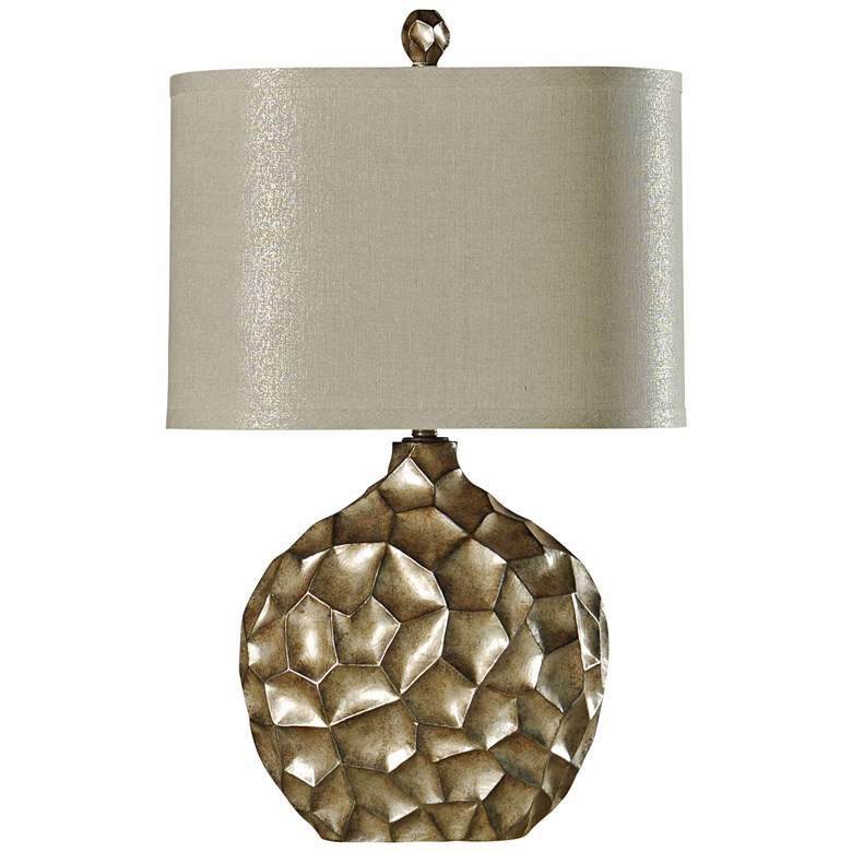 Image 1 Georgian Silver Table Lamp with Cream Hardback Fabric Shade