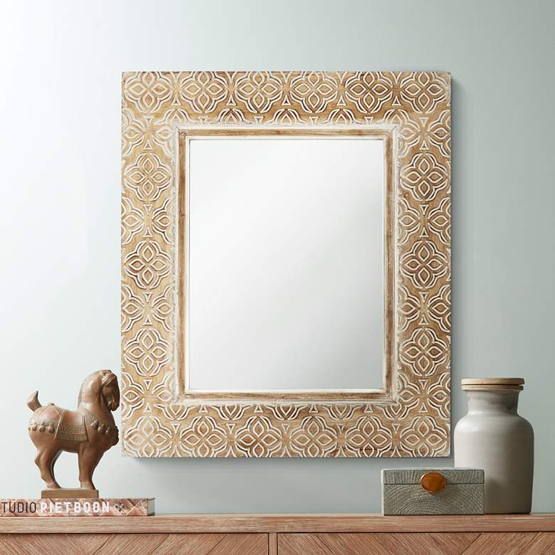 Image 1 Georgina Wood 29 1/2 inch x 34 1/2 inch Rectangular Wall Mirror