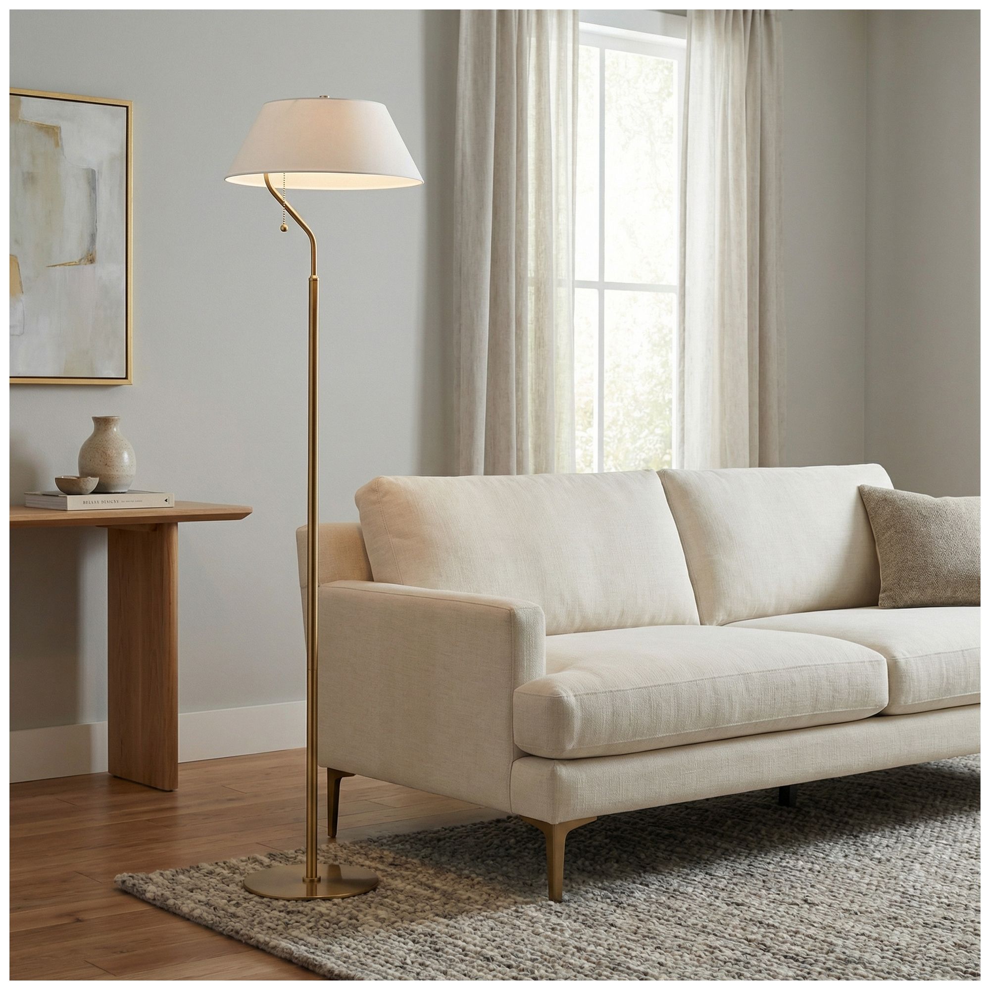 Image 6 Geraldine 63.5" High Aged Brass, White Floor Lamp more views