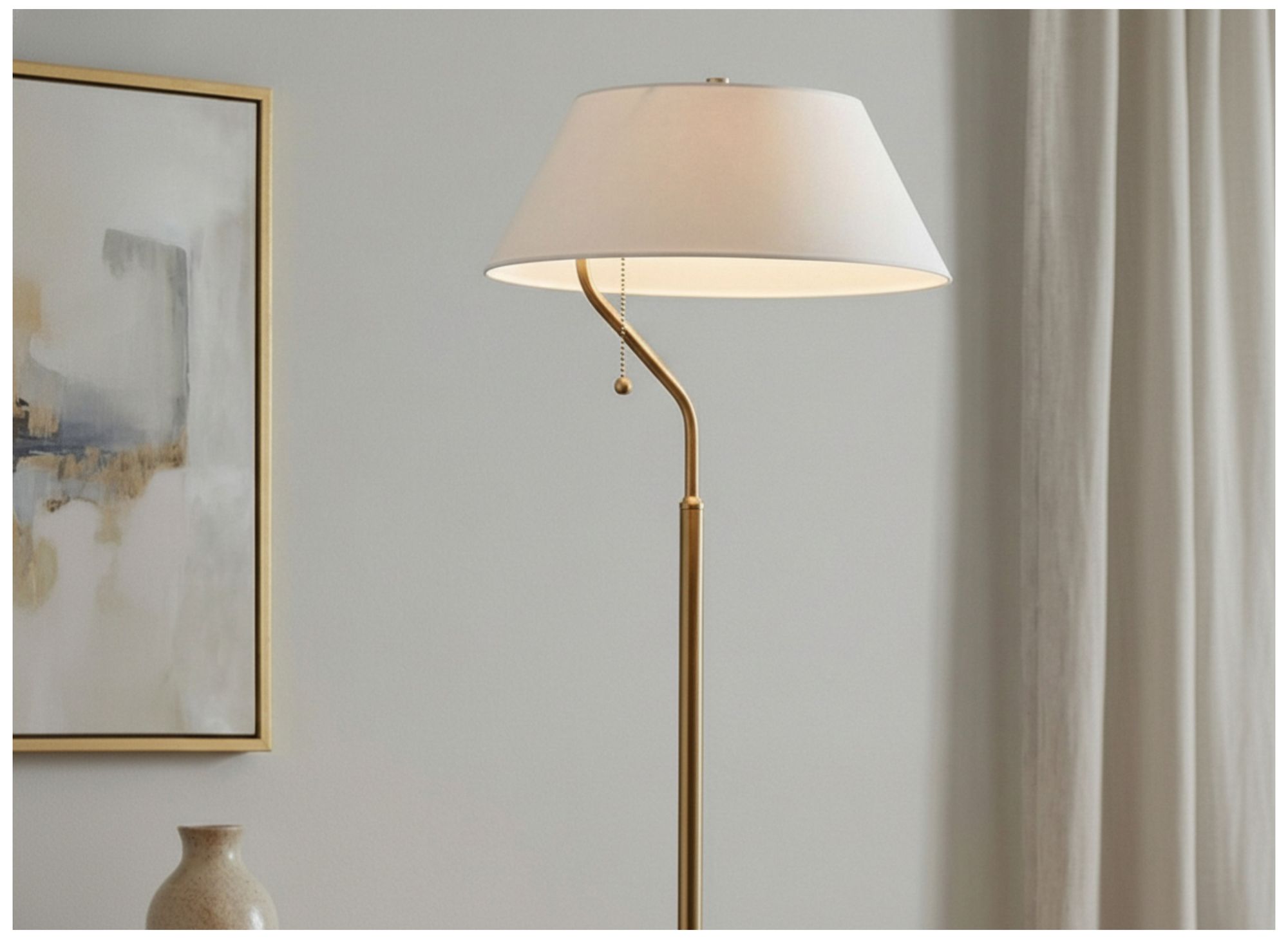 Image 7 Geraldine 63.5" High Aged Brass, White Floor Lamp more views