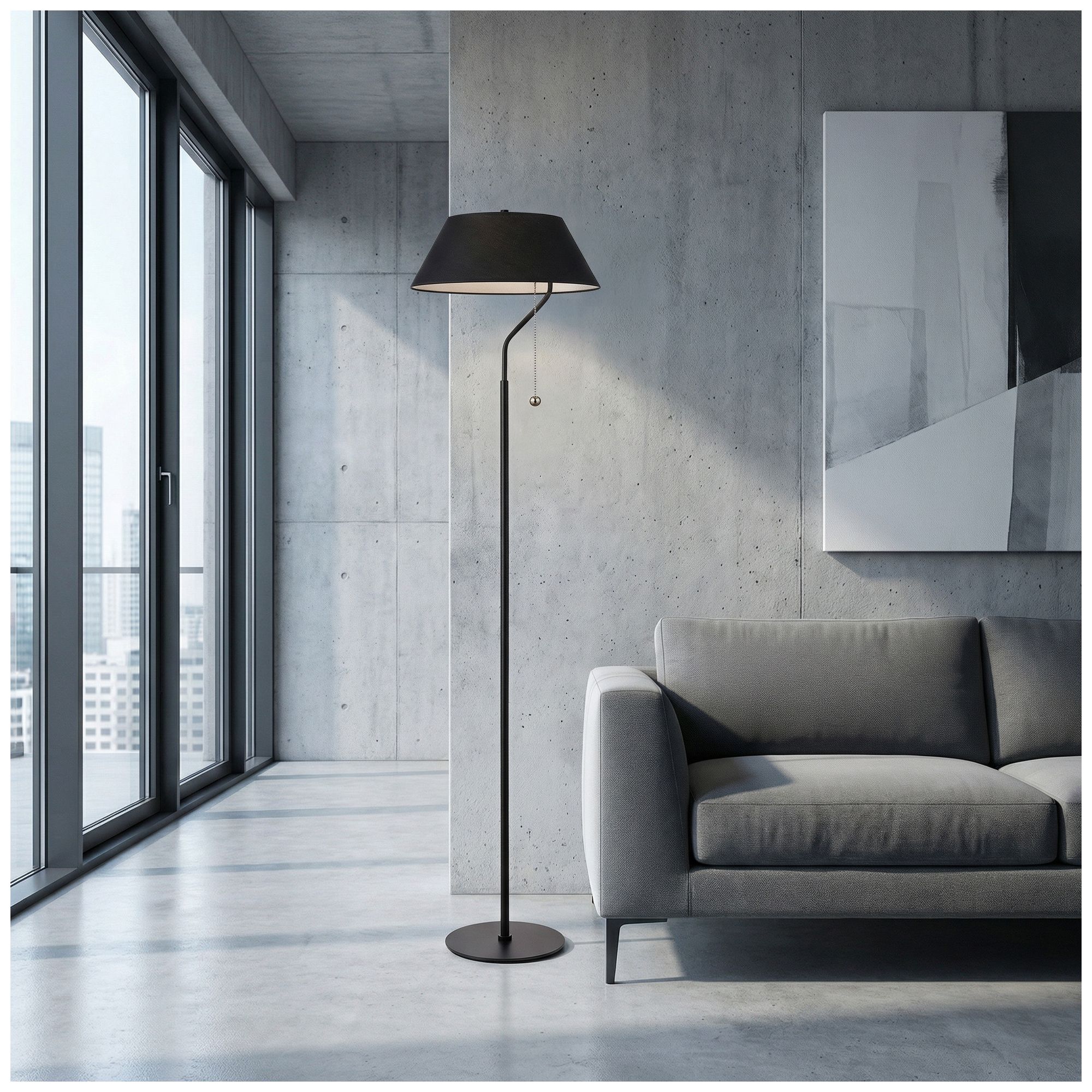 Image 7 Geraldine 63.5" High Matte Black, Black Floor Lamp more views
