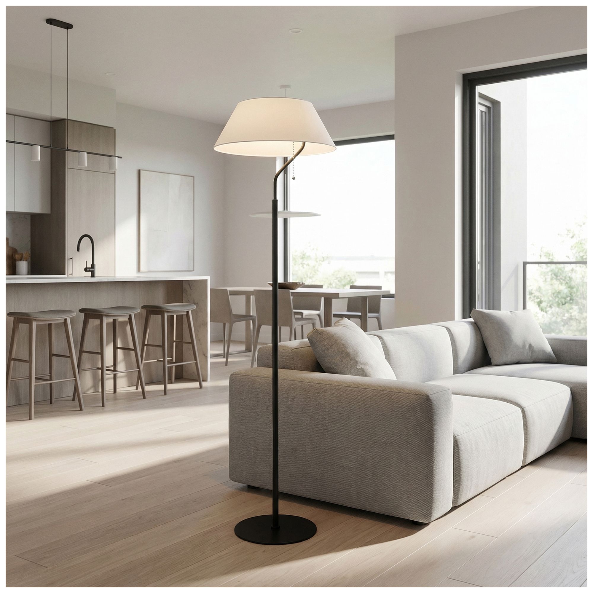 Image 7 Geraldine 63.5" High Matte Black, White Floor Lamp more views