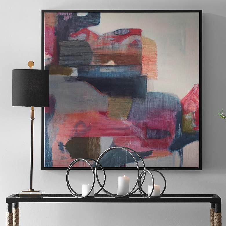 Image 1 Geranium and Ginger 41" Square Framed Canvas Wall Art