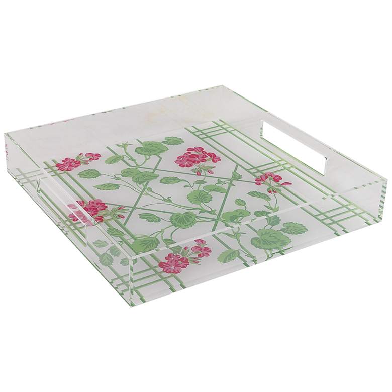 Image 2 Geranium Trellis Pink and Green Vine Decorative Tray