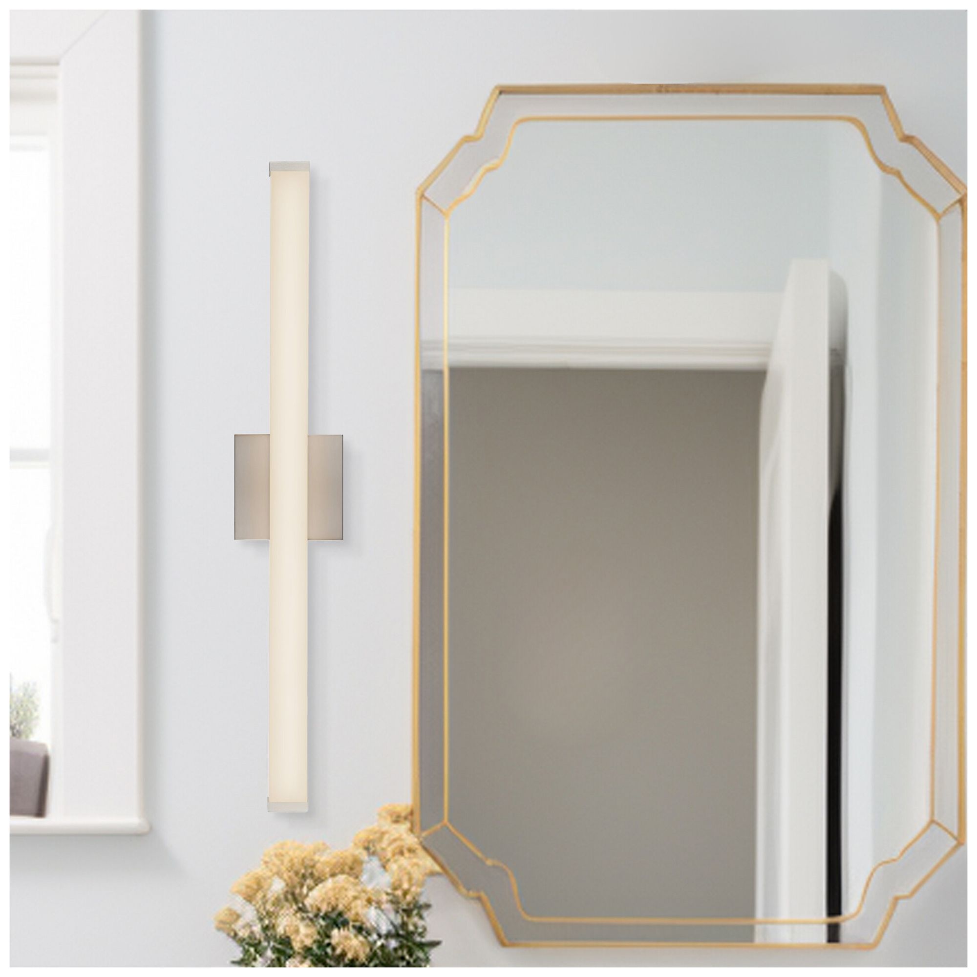 Image 7 Geri 30-in Brushed Nickel dimmable LED Wall/Vanity Light more views