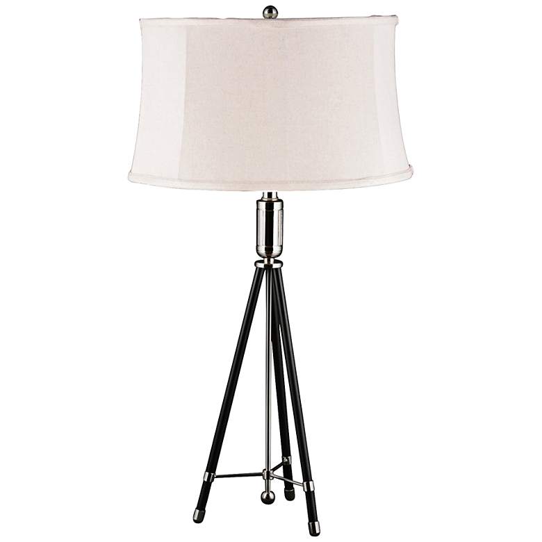 Image 1 Gering Polished Nickel and Black Tripod Metal Table Lamp