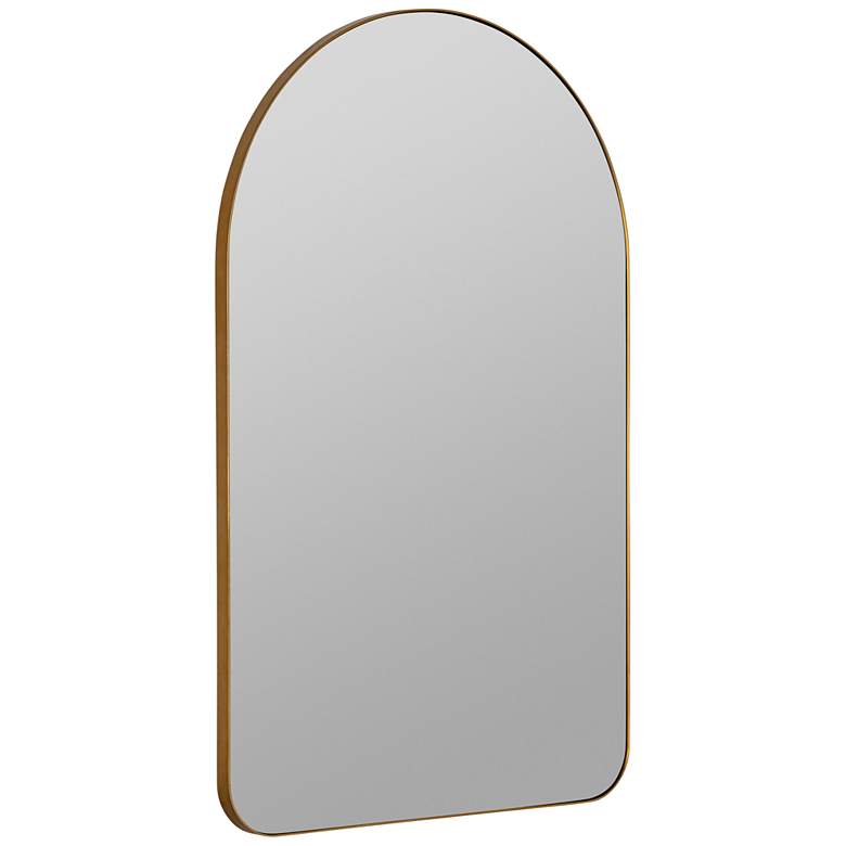 Image 5 Gerrard Glossy Gold Metal 24" x 38" Arch Top Wall Mirror more views