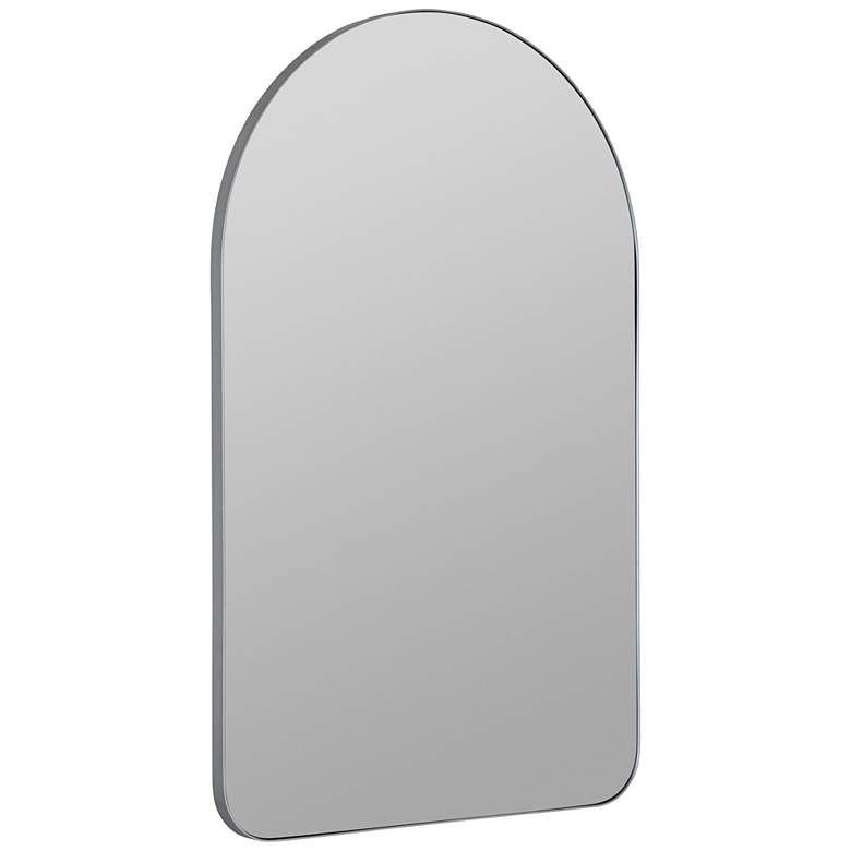 Image 5 Gerrard Glossy Silver Metal 24" x 38" Arch Top Wall Mirror more views