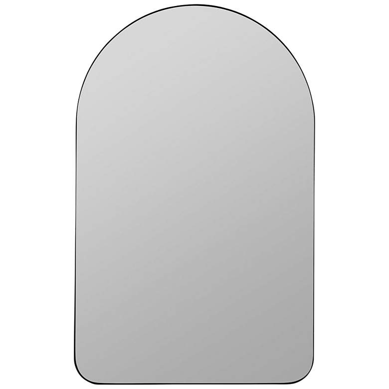 Image 1 Gerrard Matte Black Metal 24" x 38" Arch Top Wall Mirror