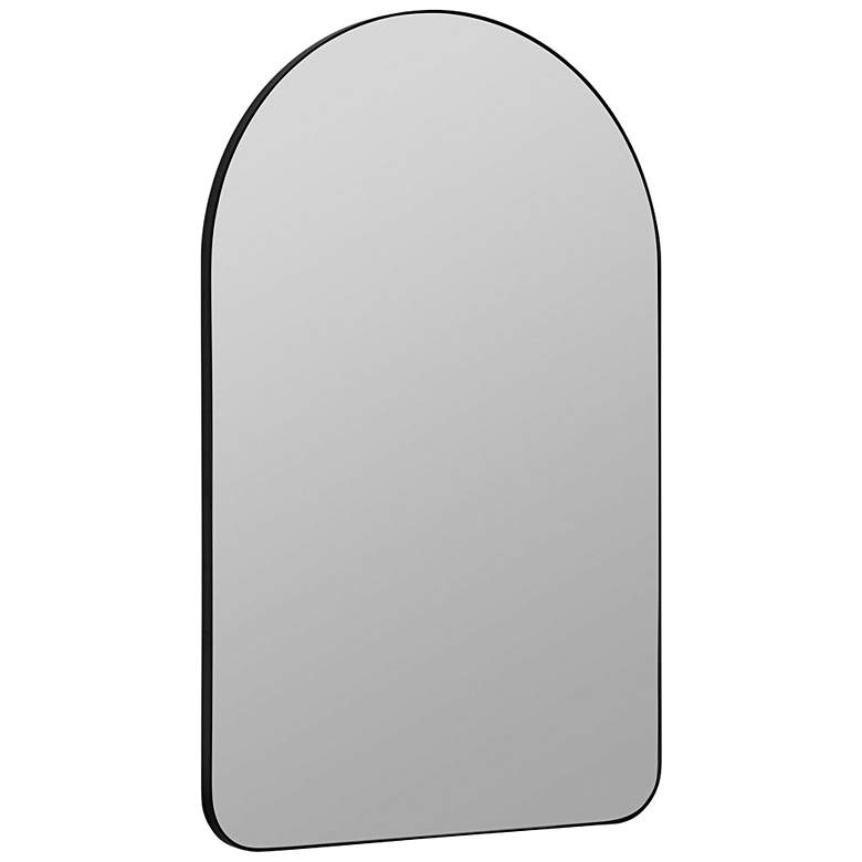 Image 4 Gerrard Matte Black Metal 24" x 38" Arch Top Wall Mirror more views