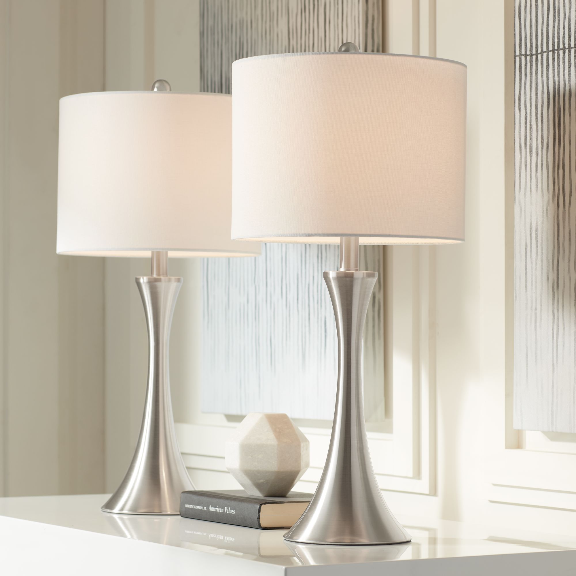 brushed nickel bedside lamps