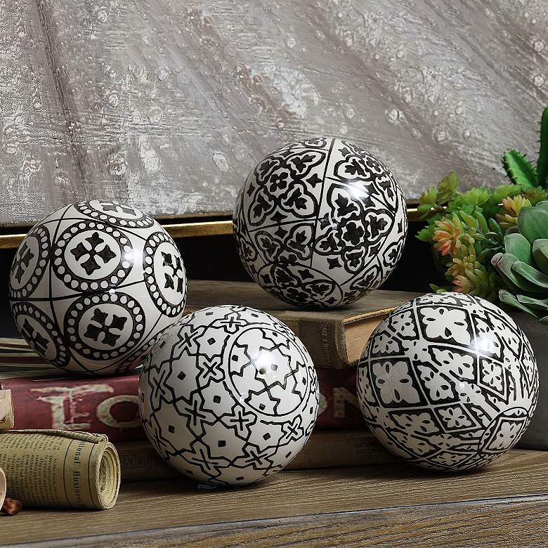 Image 1 Gertrude Black and White Ceramic Decorative Balls Set of 4